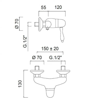 CLASSIC REVOLUTION - PRAGA - F7524CE - External single handle shower set by Rubinetteria Giulini - view 3